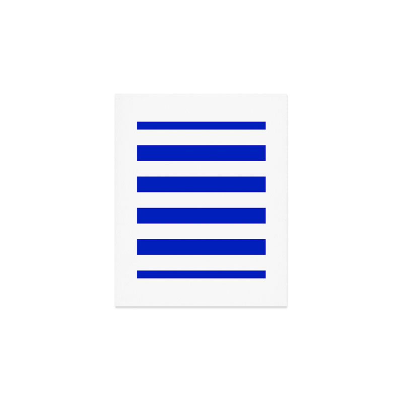 Cobalt Blue and White Wide Cabana Tent Stripe Art Print Gallery Image 1