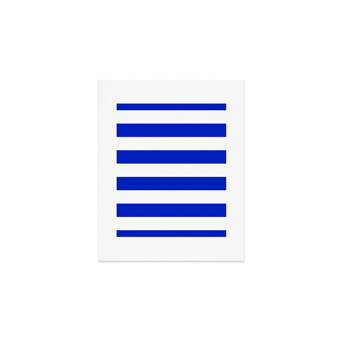 Cobalt Blue and White Wide Cabana Tent Stripe Art Print Gallery Image 1