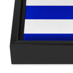 Cobalt Blue and White Wide Cabana Tent Stripe Framed Canvas Print Gallery Image 3