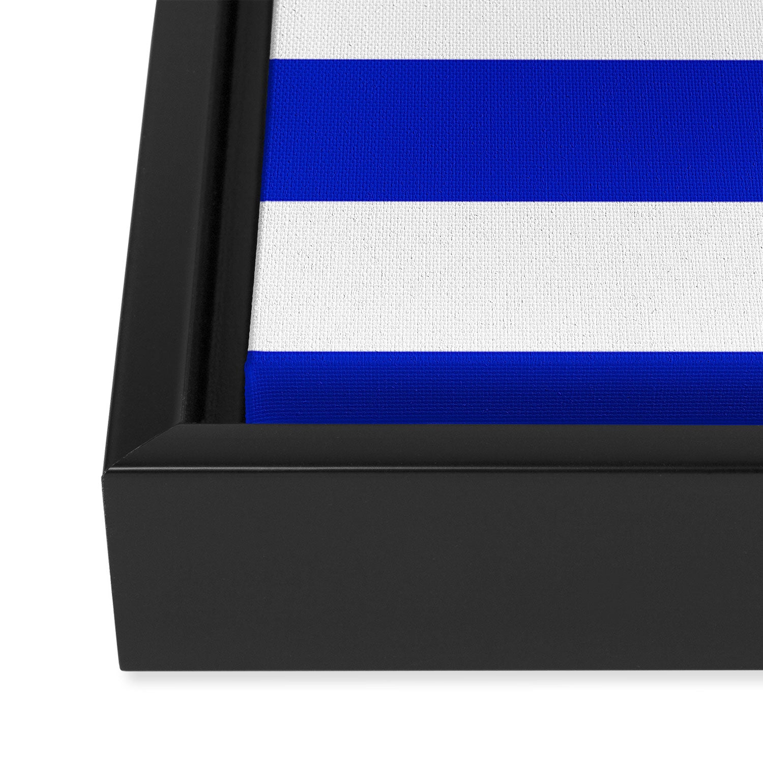 Cobalt Blue and White Wide Cabana Tent Stripe Framed Canvas Print Gallery Image 3