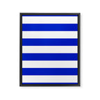 Cobalt Blue and White Wide Cabana Tent Stripe Framed Canvas Print Gallery Image 8