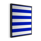 Cobalt Blue and White Wide Cabana Tent Stripe Framed Canvas Print Gallery Image 2