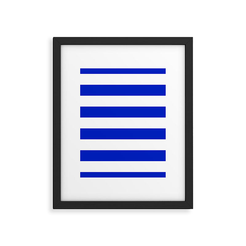 Cobalt Blue and White Wide Cabana Tent Stripe Framed Art Print Gallery Image 6