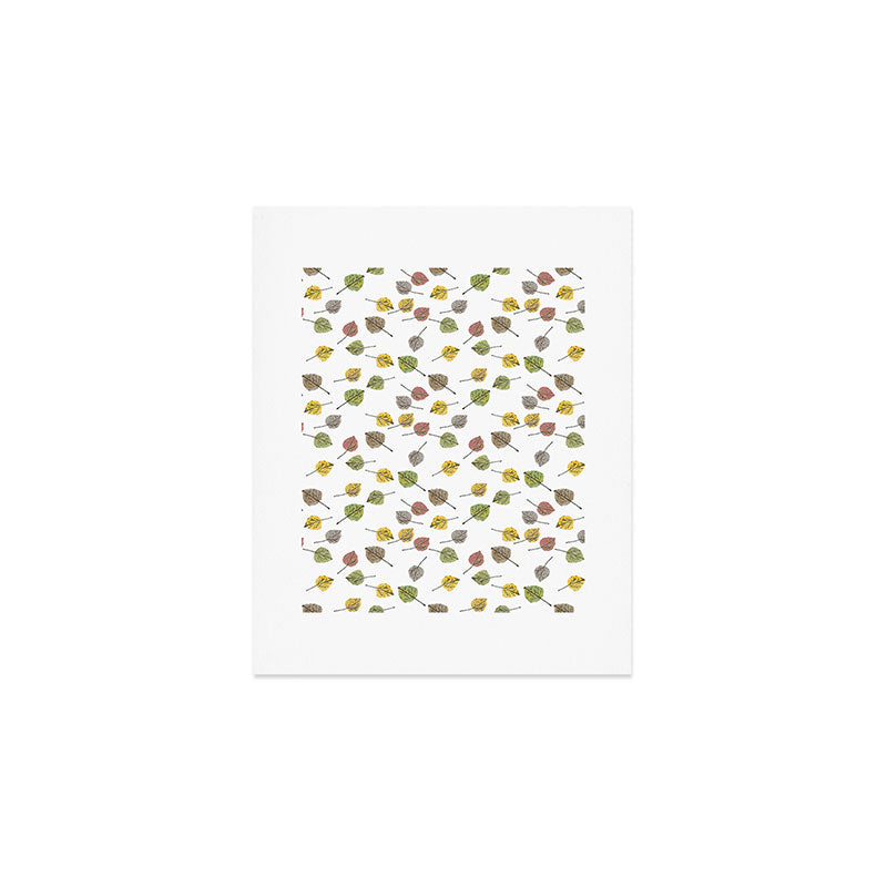 Colorado Aspen Tree Leaves Hand-painted Watercolors in Golden Autumn Shades on Clear Art Print Gallery Image 1