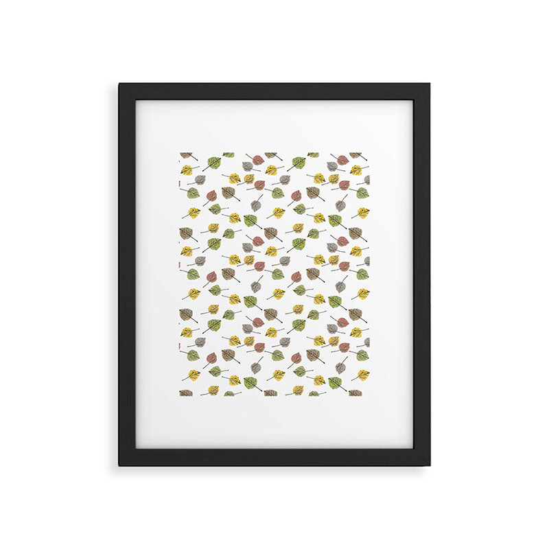 Colorado Aspen Tree Leaves Hand-painted Watercolors in Golden Autumn Shades on Clear Framed Art Print Gallery Image 6