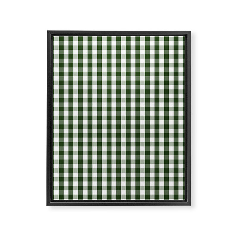 Dark Forest Green and White Gingham Check Framed Canvas Print Gallery Image 8
