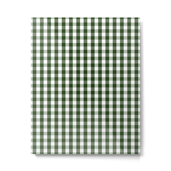 Dark Forest Green and White Gingham Check Metal Print Gallery Image 1