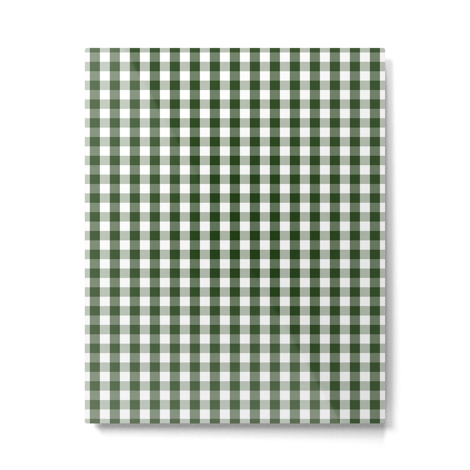 Dark Forest Green and White Gingham Check Metal Print Gallery Image 6
