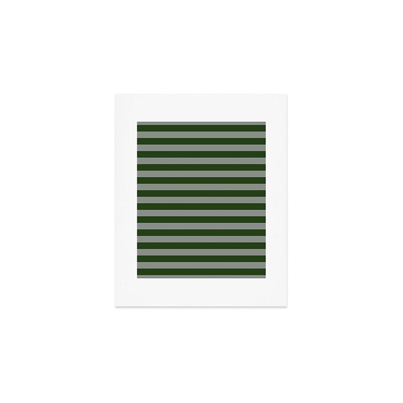 Dark Forest Green Summer Cabana Beach Picnic Stripes Art Print Gallery Image 1
