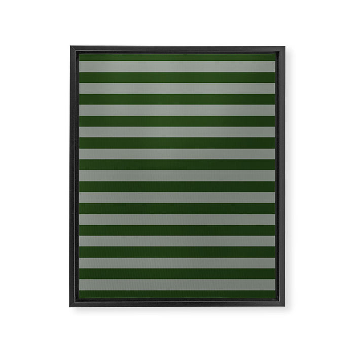 Dark Forest Green Summer Cabana Beach Picnic Stripes Framed Canvas Print Gallery Image 1