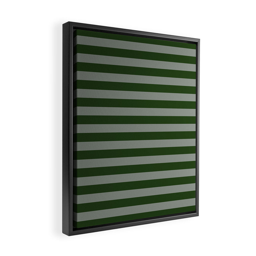 Dark Forest Green Summer Cabana Beach Picnic Stripes Framed Canvas Print Gallery Image 2