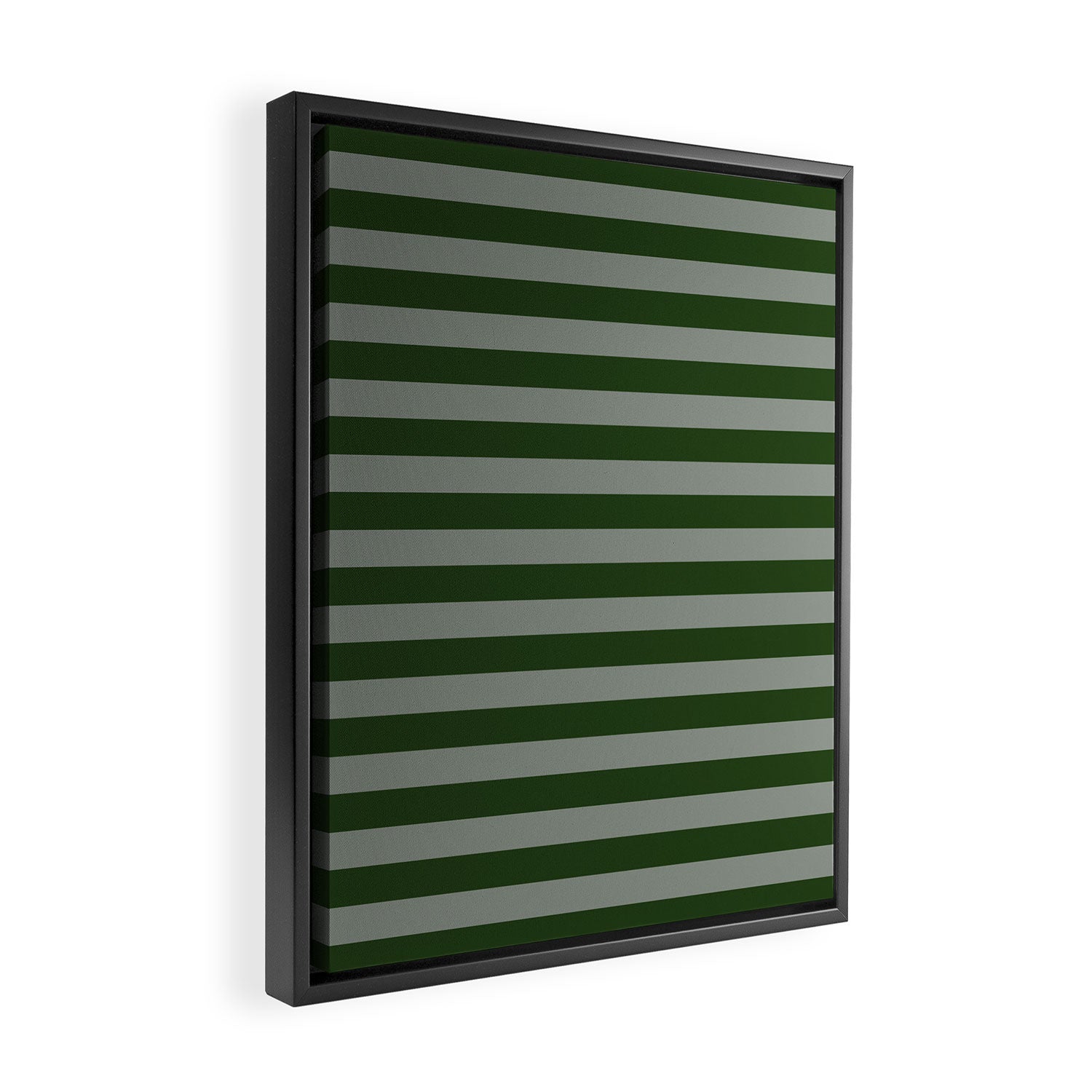 Dark Forest Green Summer Cabana Beach Picnic Stripes Framed Canvas Print Gallery Image 2