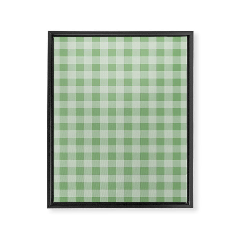 Dark Sea Green Summer Cabana Beach Picnic Gingham Check Framed Canvas Print Gallery Image 8