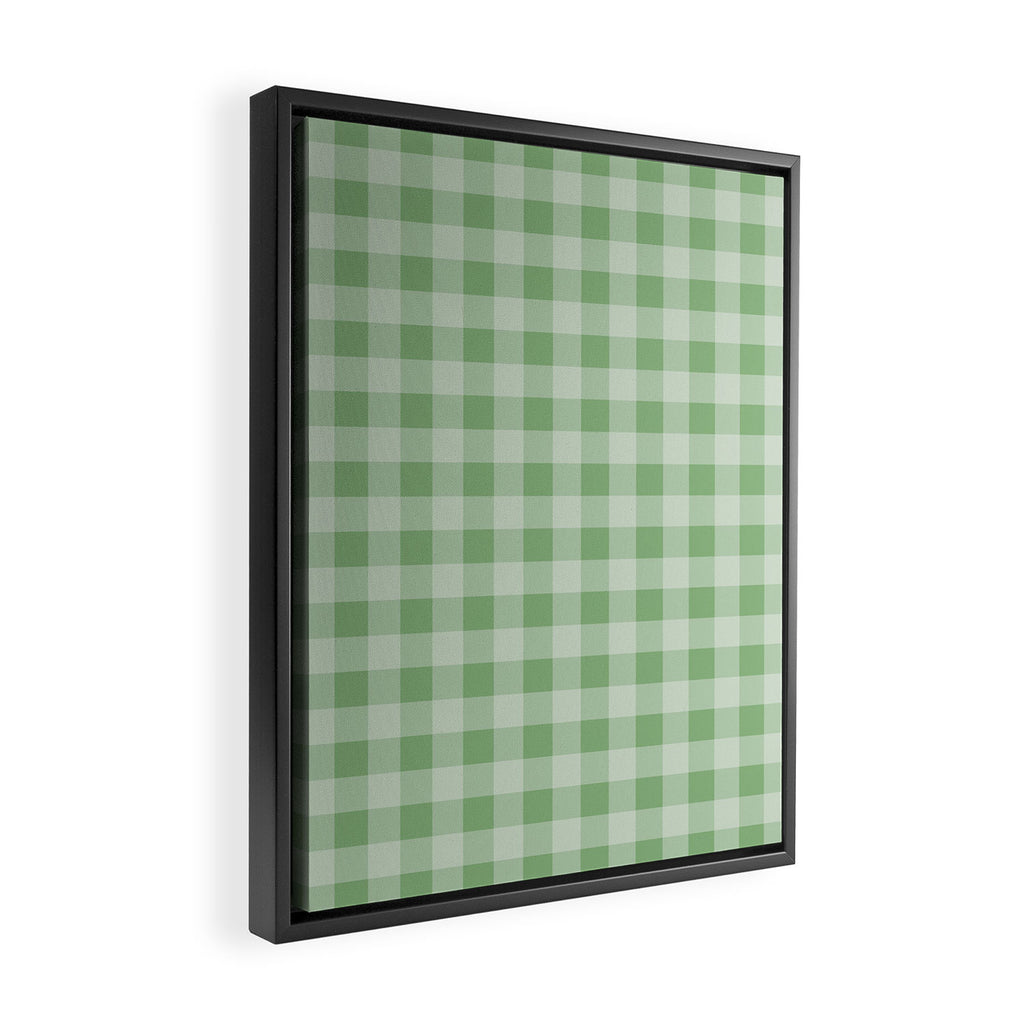 Dark Sea Green Summer Cabana Beach Picnic Gingham Check Framed Canvas Print Gallery Image 2