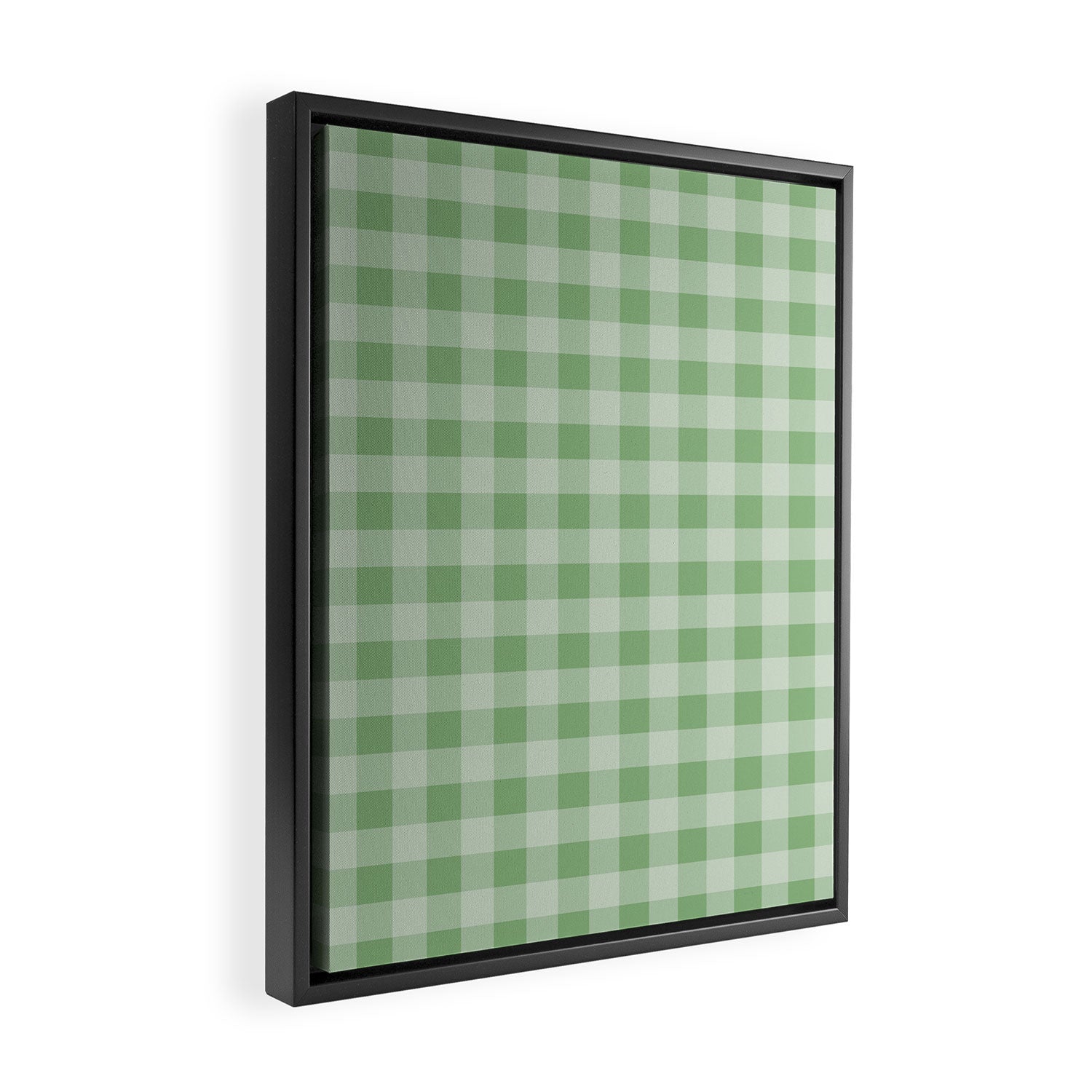 Dark Sea Green Summer Cabana Beach Picnic Gingham Check Framed Canvas Print Gallery Image 2