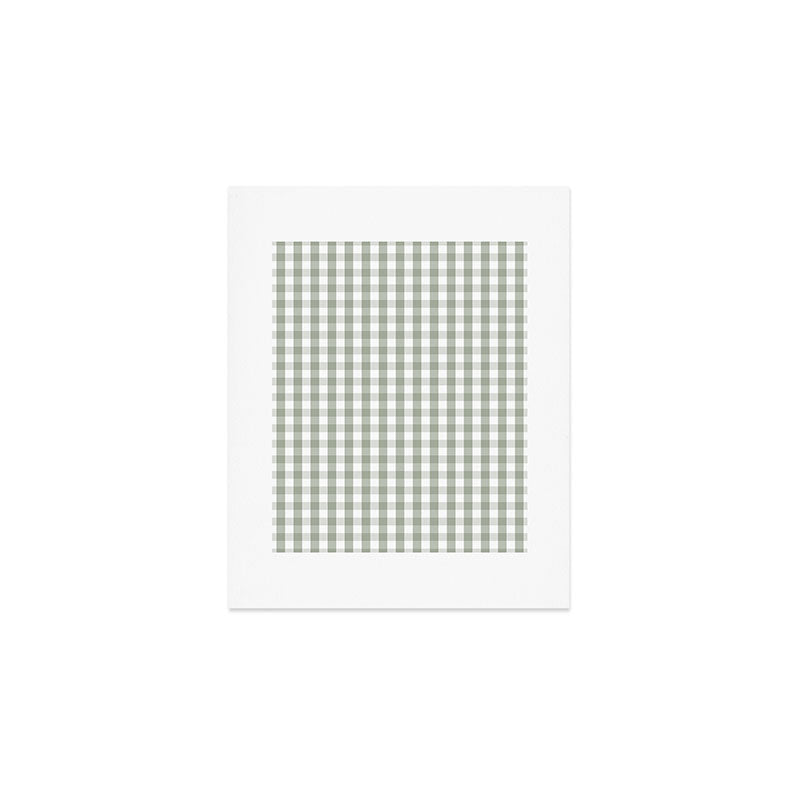 Desert Sage Grey Green and White Gingham Check Art Print Gallery Image 1