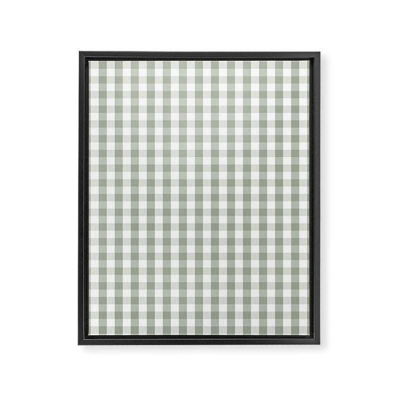 Desert Sage Grey Green and White Gingham Check Framed Canvas Print Gallery Image 8