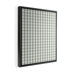 Desert Sage Grey Green and White Gingham Check Framed Canvas Print Gallery Image 2