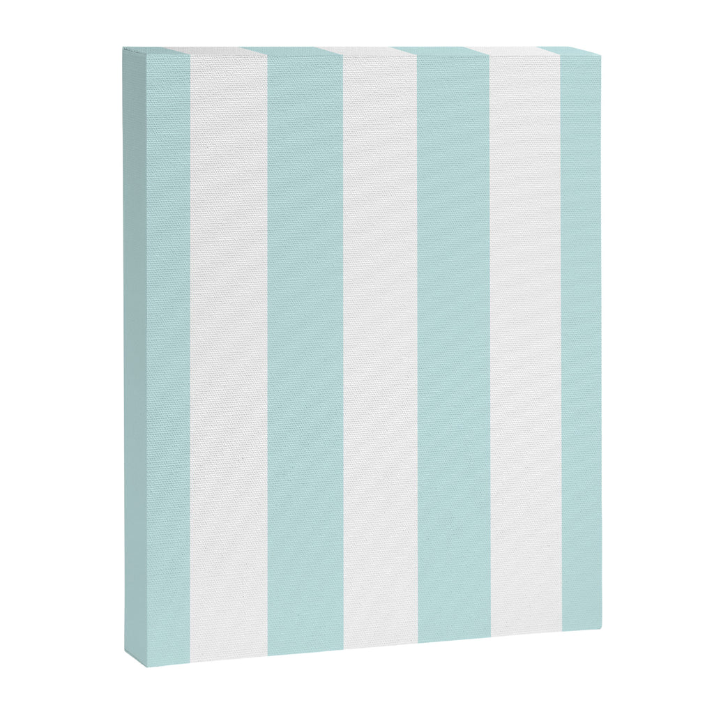 Duck Egg Pale Aqua Blue and White Wide Vertical Cabana Tent Stripe Canvas Print Gallery Image 8