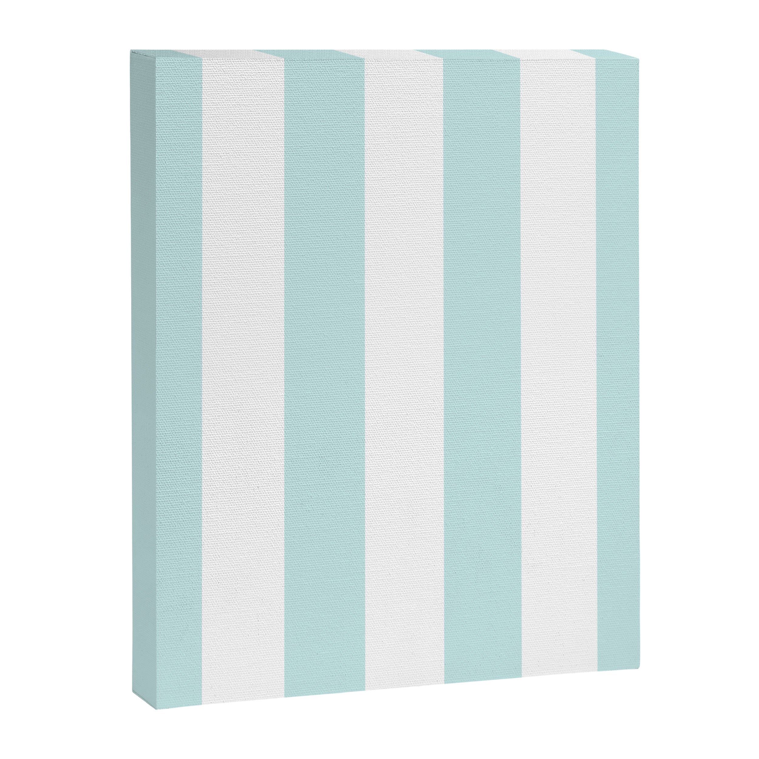 Duck Egg Pale Aqua Blue and White Wide Vertical Cabana Tent Stripe Canvas Print Gallery Image 8