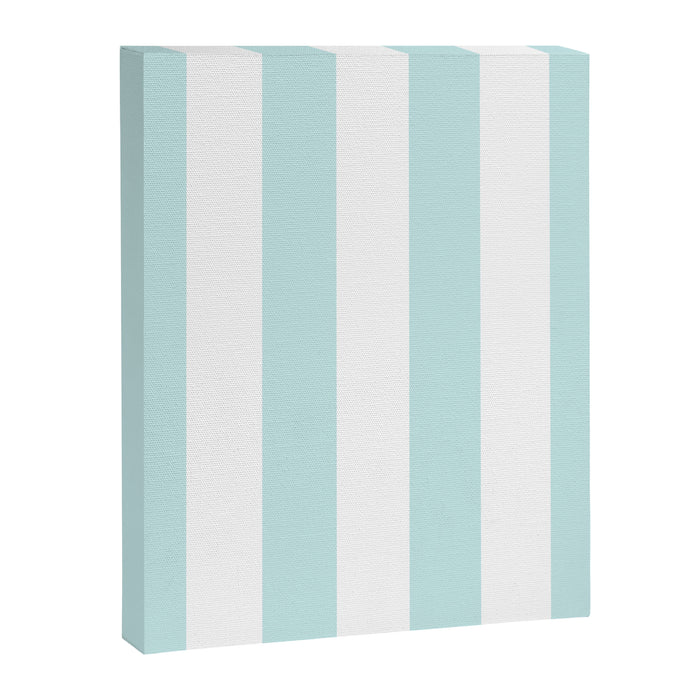 Duck Egg Pale Aqua Blue and White Wide Vertical Cabana Tent Stripe Canvas Print Gallery Image 1