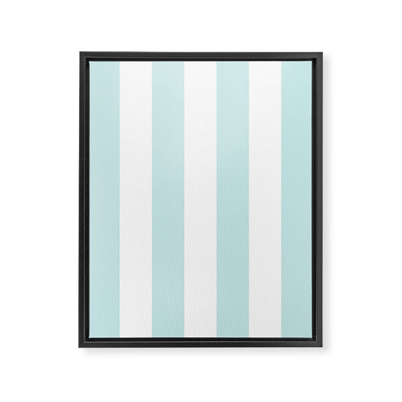 Duck Egg Pale Aqua Blue and White Wide Vertical Cabana Tent Stripe Framed Canvas Print Gallery Image 8