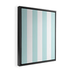 Duck Egg Pale Aqua Blue and White Wide Vertical Cabana Tent Stripe Framed Canvas Print Gallery Image 2