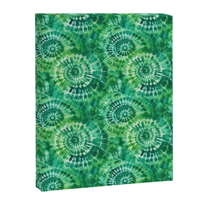 Jumbo Tie Dye Batik in Bright Green Circling Swirls on Teal Canvas Print Gallery Image 1