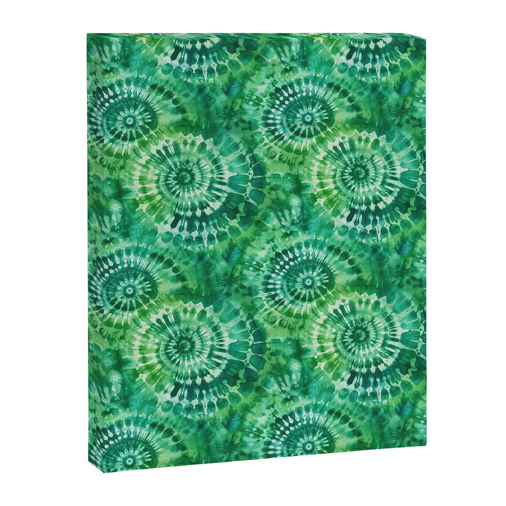 Jumbo Tie Dye Batik in Bright Green Circling Swirls on Teal Canvas Print Gallery Image 8