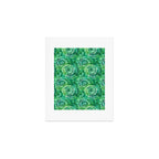 Jumbo Tie Dye Batik in Bright Green Circling Swirls on Teal Art Print Gallery Image 1