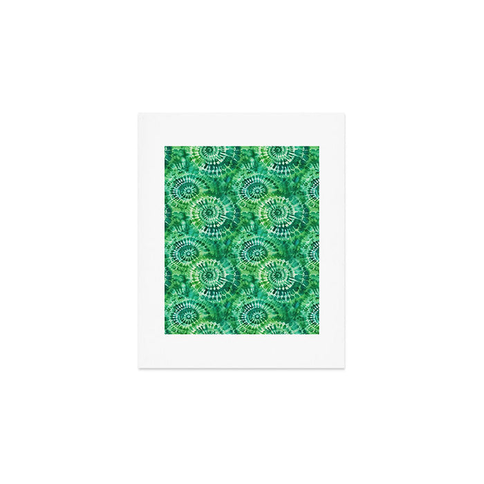 Jumbo Tie Dye Batik in Bright Green Circling Swirls on Teal Art Print Gallery Image 1
