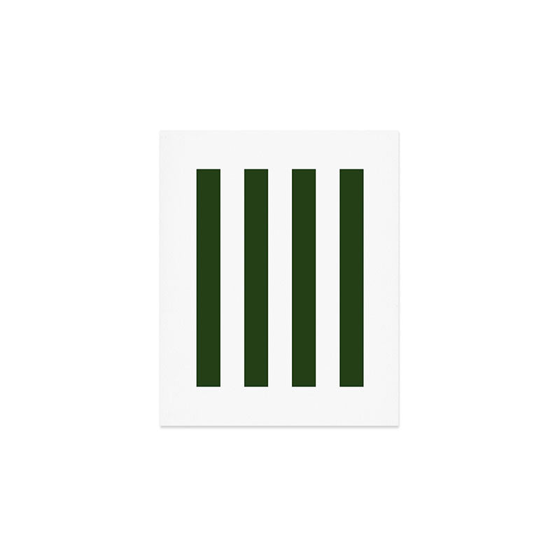 Large Dark Forest Green and White Circus Tent Stripes Art Print Gallery Image 1