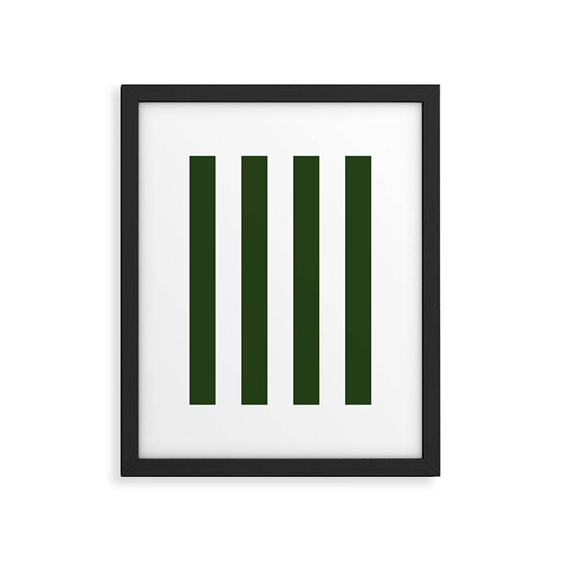Large Dark Forest Green and White Circus Tent Stripes Framed Art Print Gallery Image 6