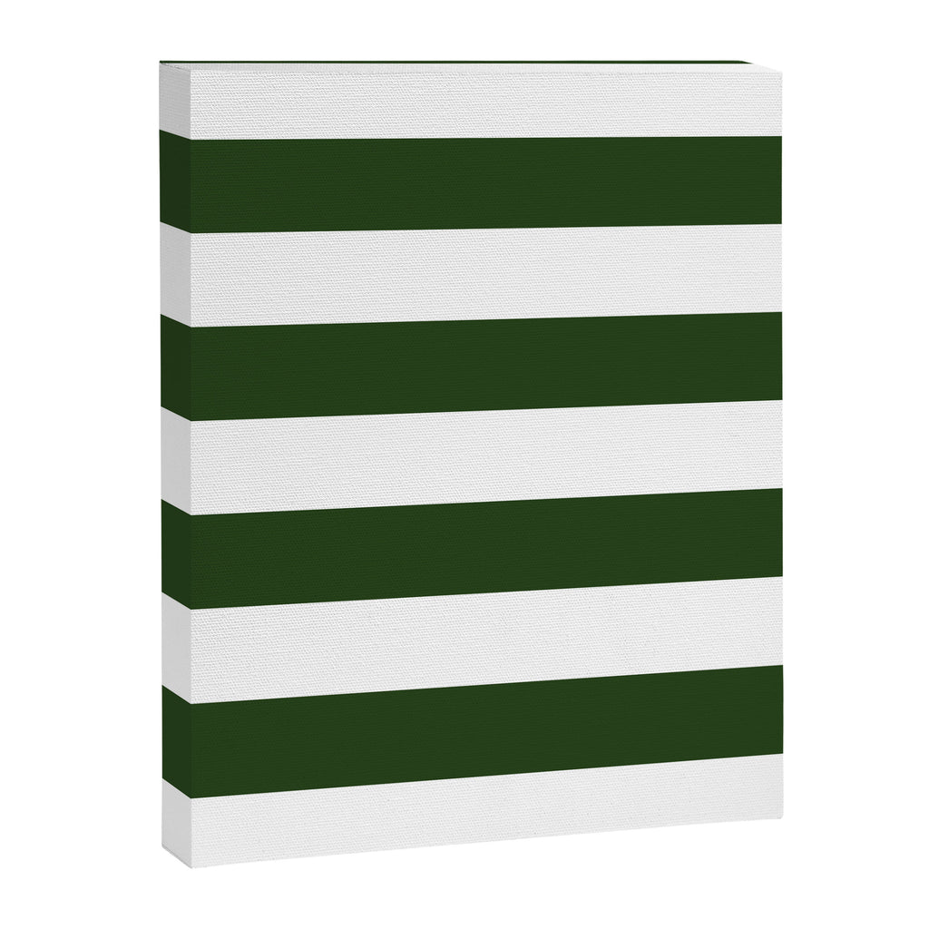 Large Dark Forest Green and White Cabana Tent Stripes Canvas Print Gallery Image 8