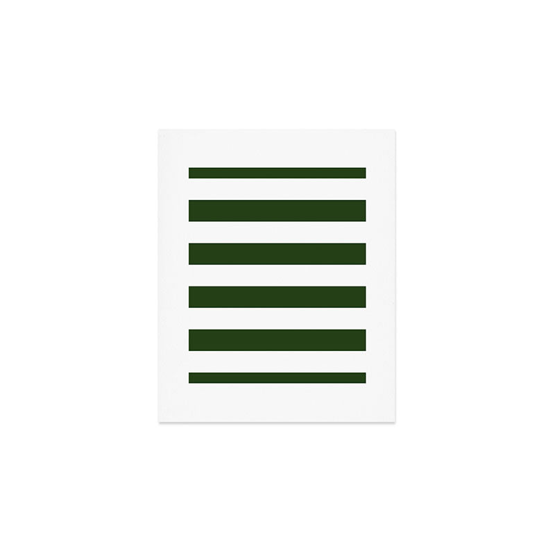 Large Dark Forest Green and White Cabana Tent Stripes Art Print Gallery Image 1