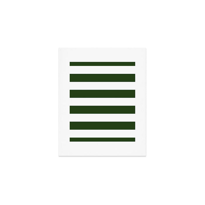 Large Dark Forest Green and White Cabana Tent Stripes Art Print Gallery Image 1