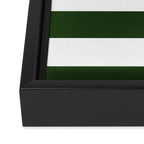 Large Dark Forest Green and White Cabana Tent Stripes Framed Canvas Print Gallery Image 3