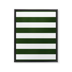 Large Dark Forest Green and White Cabana Tent Stripes Framed Canvas Print Gallery Image 8