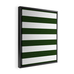 Large Dark Forest Green and White Cabana Tent Stripes Framed Canvas Print Gallery Image 2