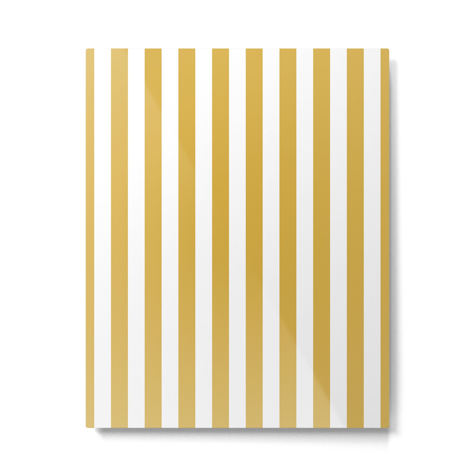 Large Mustard Yellow and White Cabana Tent Stripe Metal Print Gallery Image 6