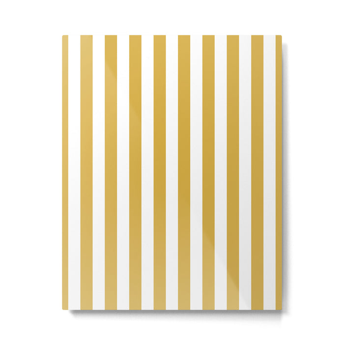 Large Mustard Yellow and White Cabana Tent Stripe Metal Print Gallery Image 1