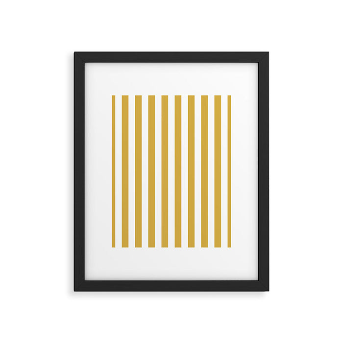 Large Mustard Yellow and White Cabana Tent Stripe Framed Art Print Gallery Image 1