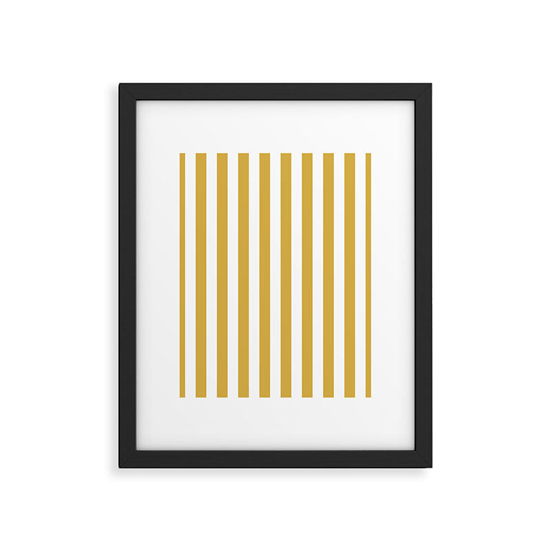 Large Mustard Yellow and White Cabana Tent Stripe Framed Art Print Gallery Image 6