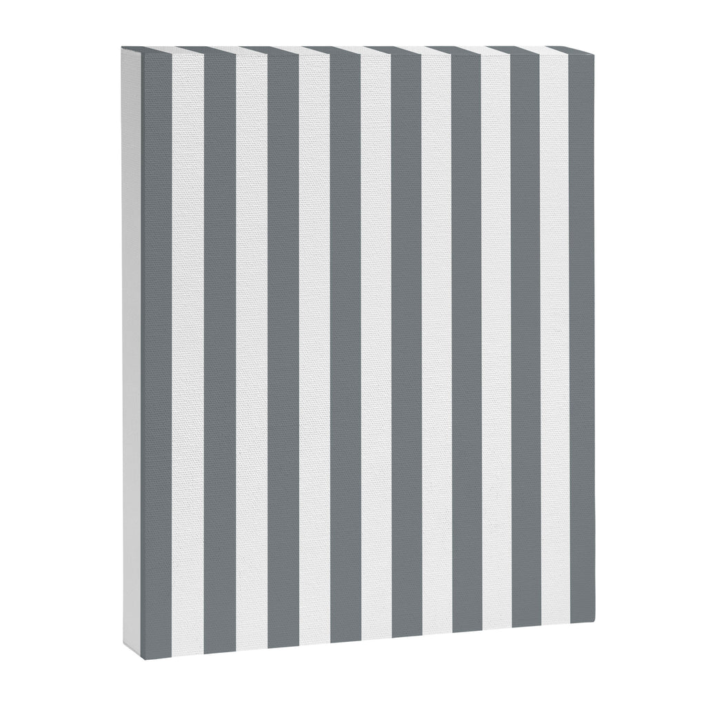 Large Smoke Grey and White Vertical Cabana Tent Stripes Canvas Print Gallery Image 8