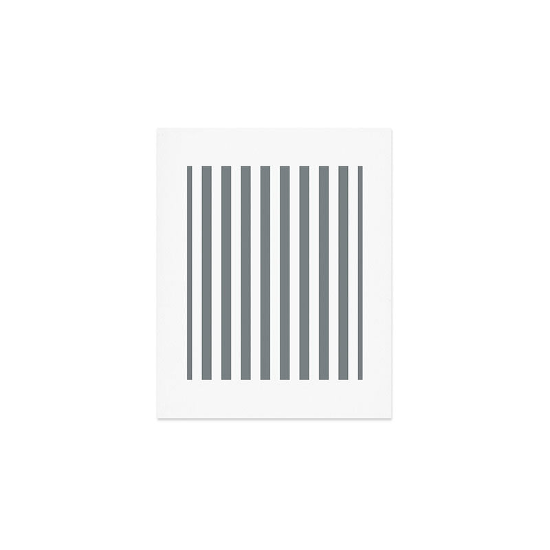 Large Smoke Grey and White Vertical Cabana Tent Stripes Art Print Gallery Image 1