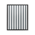 Large Smoke Grey and White Vertical Cabana Tent Stripes Framed Canvas Print Gallery Image 8