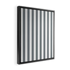 Large Smoke Grey and White Vertical Cabana Tent Stripes Framed Canvas Print Gallery Image 2