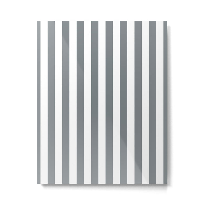 Large Smoke Grey and White Vertical Cabana Tent Stripes Metal Print Gallery Image 1