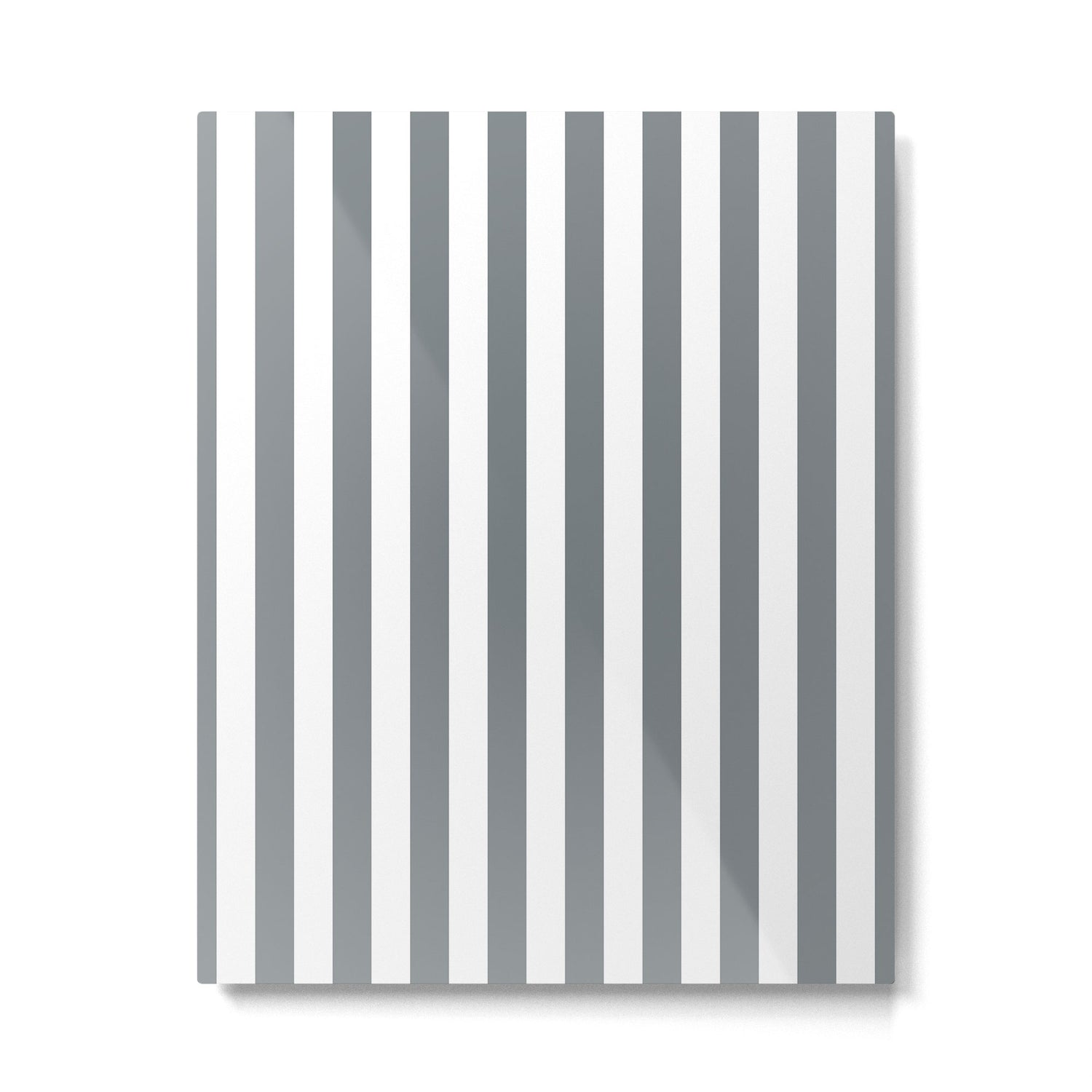 Large Smoke Grey and White Vertical Cabana Tent Stripes Metal Print Gallery Image 6