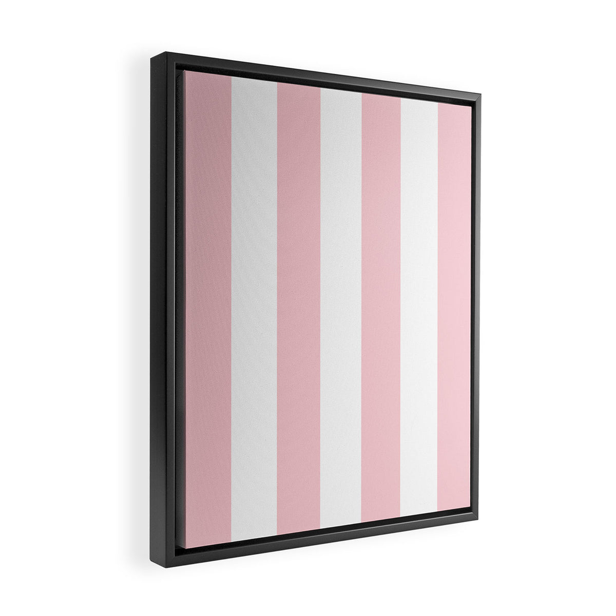 Large White and Light Millennial Pink Pastel Circus Tent Stripe Framed Canvas Print Gallery Image 2